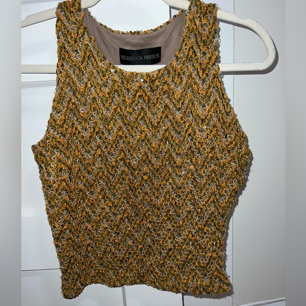 Rebecca Bruce Textured Yellow and Green Women's Top